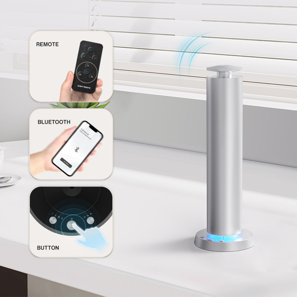 Home Fragrance Oil Diffuser - Bluetooth-Aroma-Diffusor für Zuhause, Batteriebetrieben, Metallgehäuse, Lufterfrischer